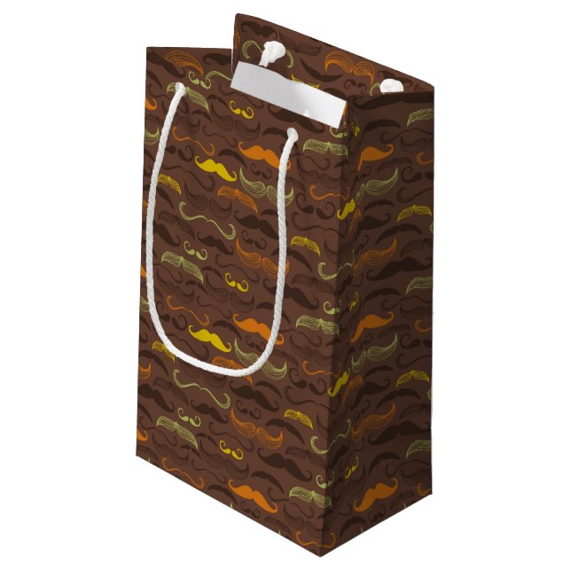 Mustache pattern, retro style 5 small gift bag (Back Angled)