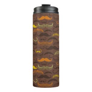 Mustache pattern, retro style 5 thermal tumbler