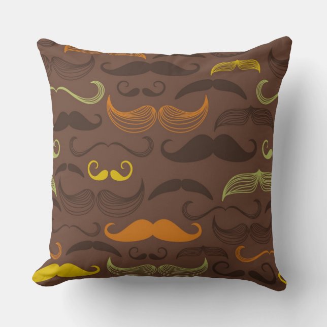 Mustache pattern, retro style 5 throw pillow (Front)