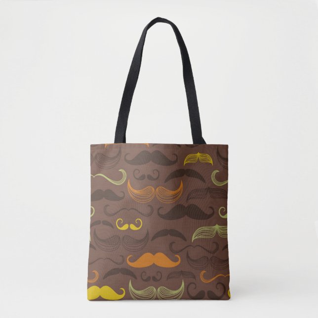 Mustache pattern, retro style 5 tote bag (Front)