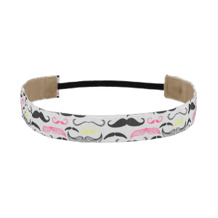 Mustache pattern, retro style athletic headband