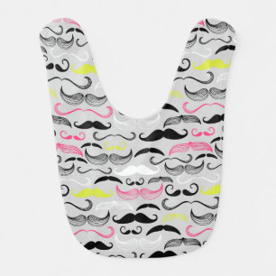 Mustache pattern, retro style baby bib