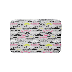 Mustache pattern, retro style bathroom mat