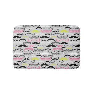Mustache pattern, retro style bathroom mat