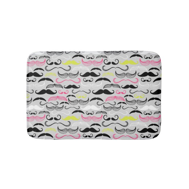 Mustache pattern, retro style bathroom mat (Front)