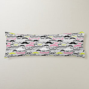 Mustache pattern, retro style body pillow
