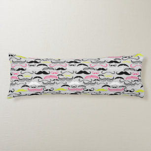 Mustache pattern, retro style body pillow