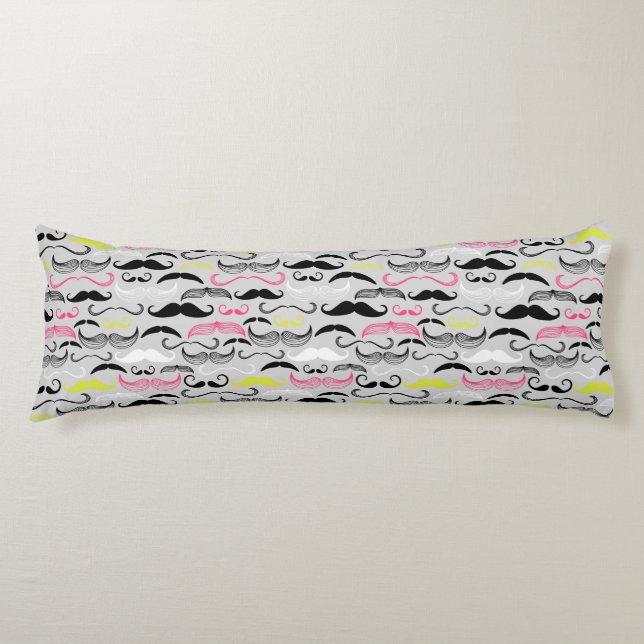 Mustache pattern, retro style body pillow (Front)