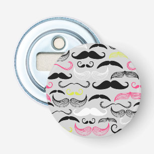 Mustache pattern, retro style bottle opener