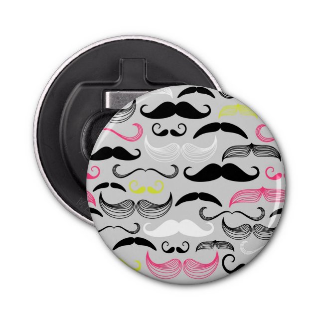 Mustache pattern, retro style bottle opener (Front)