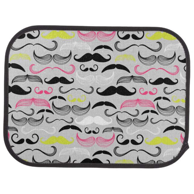 Mustache pattern, retro style car mat (Rear)
