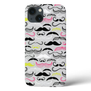 Mustache pattern, retro style iPhone 13 case