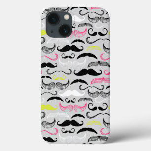 Mustache pattern, retro style iPhone 13 case