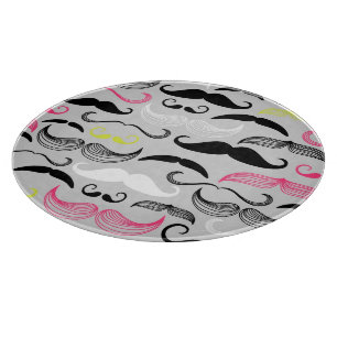 Mustache pattern, retro style cutting board
