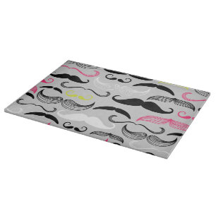 Mustache pattern, retro style cutting board