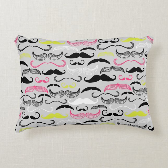 Mustache pattern, retro style decorative pillow (Front)