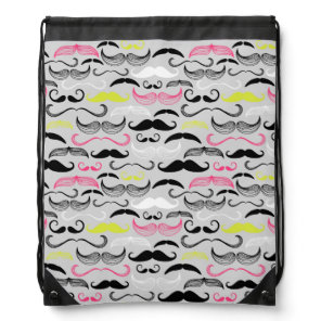 Mustache pattern, retro style drawstring bag