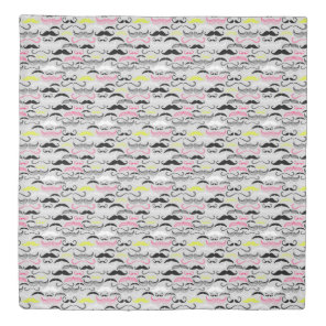 Mustache pattern, retro style duvet cover