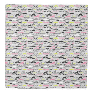 Mustache pattern, retro style duvet cover