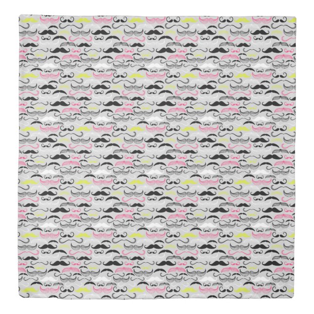 Mustache pattern, retro style duvet cover (Front)