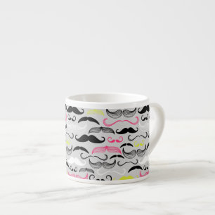 Mustache pattern, retro style espresso cup