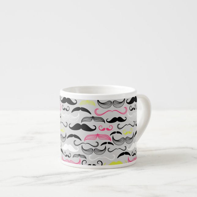 Mustache pattern, retro style espresso cup (Front Right)