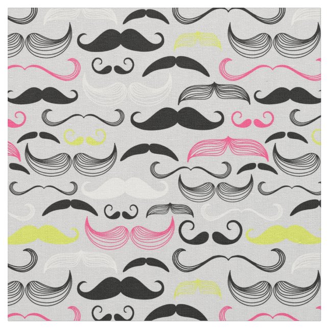 Mustache pattern, retro style fabric (Close Up)