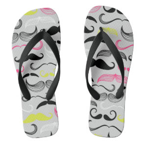 Mustache pattern, retro style flip flops