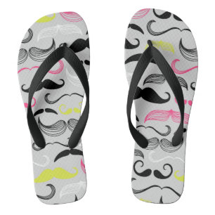 Mustache pattern, retro style flip flops