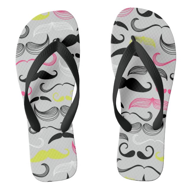 Mustache pattern, retro style flip flops (Footbed)