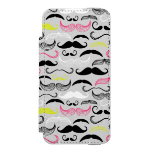 Mustache pattern, retro style wallet case for iPhone SE/5/5s