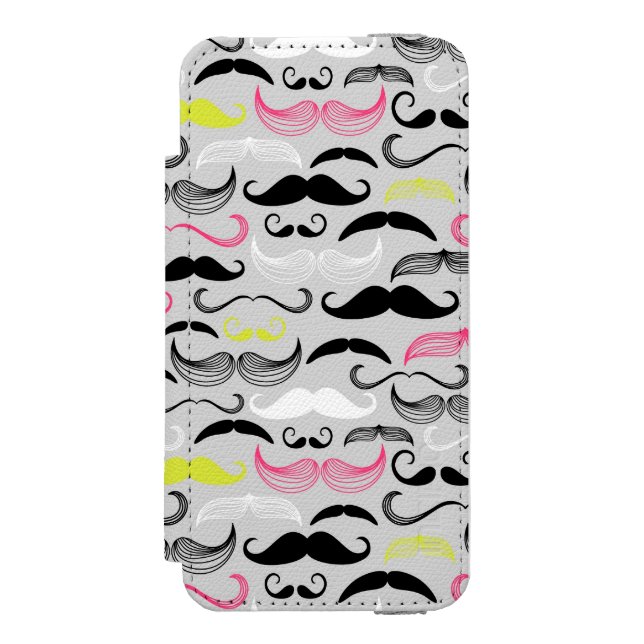 Mustache pattern, retro style incipio iPhone wallet case (Folio Front)