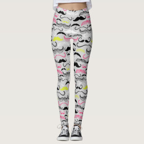 Mustache pattern, retro style leggings