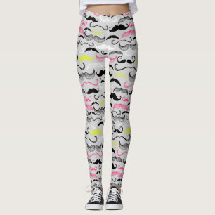 Mustache pattern, retro style leggings