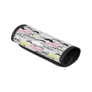 Mustache pattern, retro style luggage handle wrap