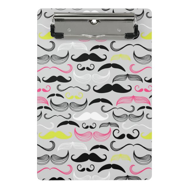 Mustache pattern, retro style mini clipboard (Front)
