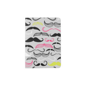 Mustache pattern, retro style passport holder