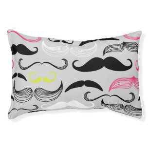Mustache pattern, retro style pet bed