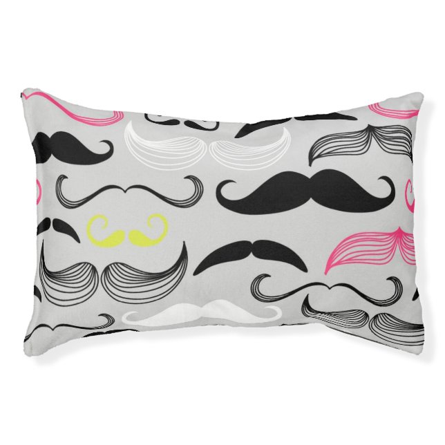 Mustache pattern, retro style pet bed (Front)