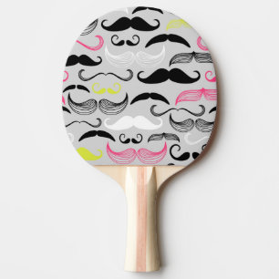 Mustache pattern, retro style ping pong paddle