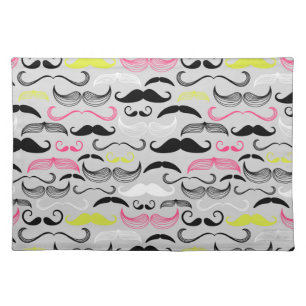 Mustache pattern, retro style placemat