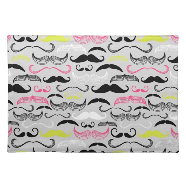 Mustache pattern, retro style placemat (Front)