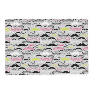 Mustache pattern, retro style placemat