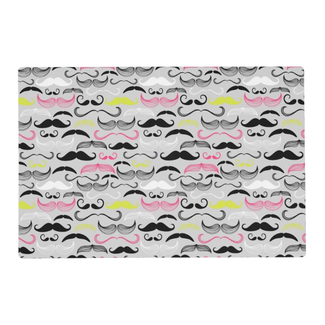 Mustache pattern, retro style placemat (Front)