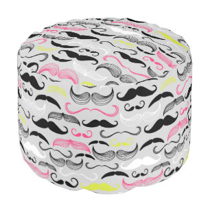 Mustache pattern, retro style pouf