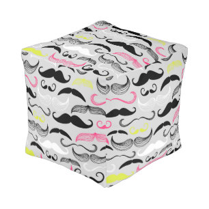Mustache pattern, retro style pouf