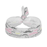 Mustache pattern, retro style ribbon hair tie