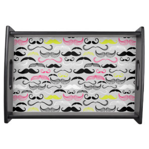 Mustache pattern, retro style serving tray