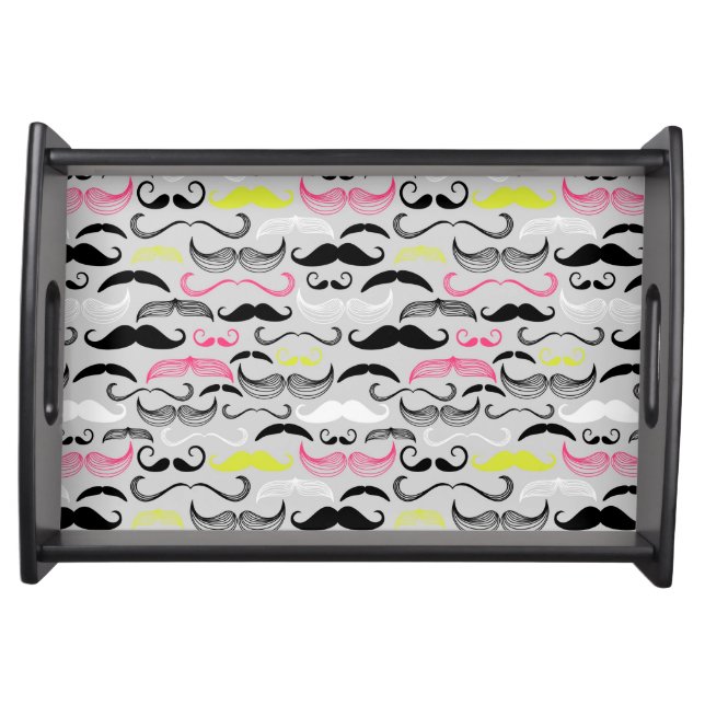 Mustache pattern, retro style serving tray (Front)