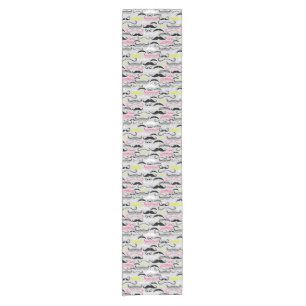 Mustache pattern, retro style short table runner